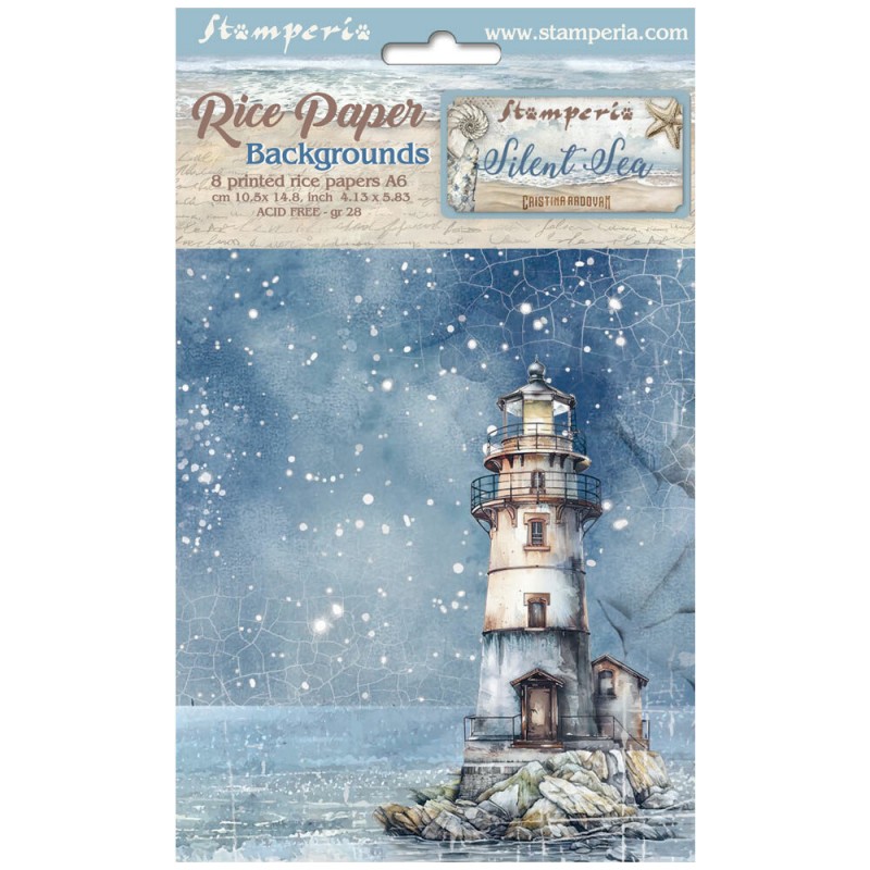 Set de 8 papiers de riz - Silent sea - Backgrounds