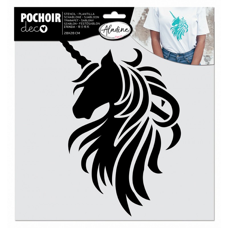 Pochoir Déco Licorne - 28 x 28 cm