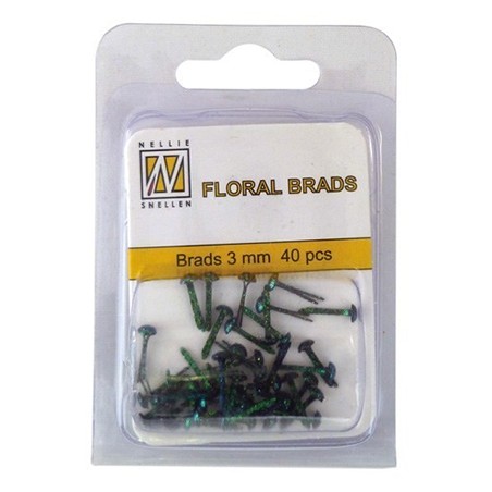 Floral glitter brads 3mm - Noir